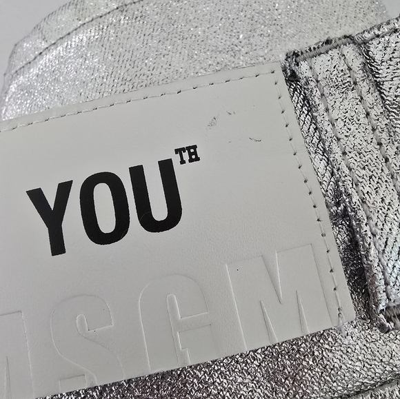 MSGM Coated Metallic Silver Mini Skirt 10 Concert Festival *read* - Picture 13 of 16